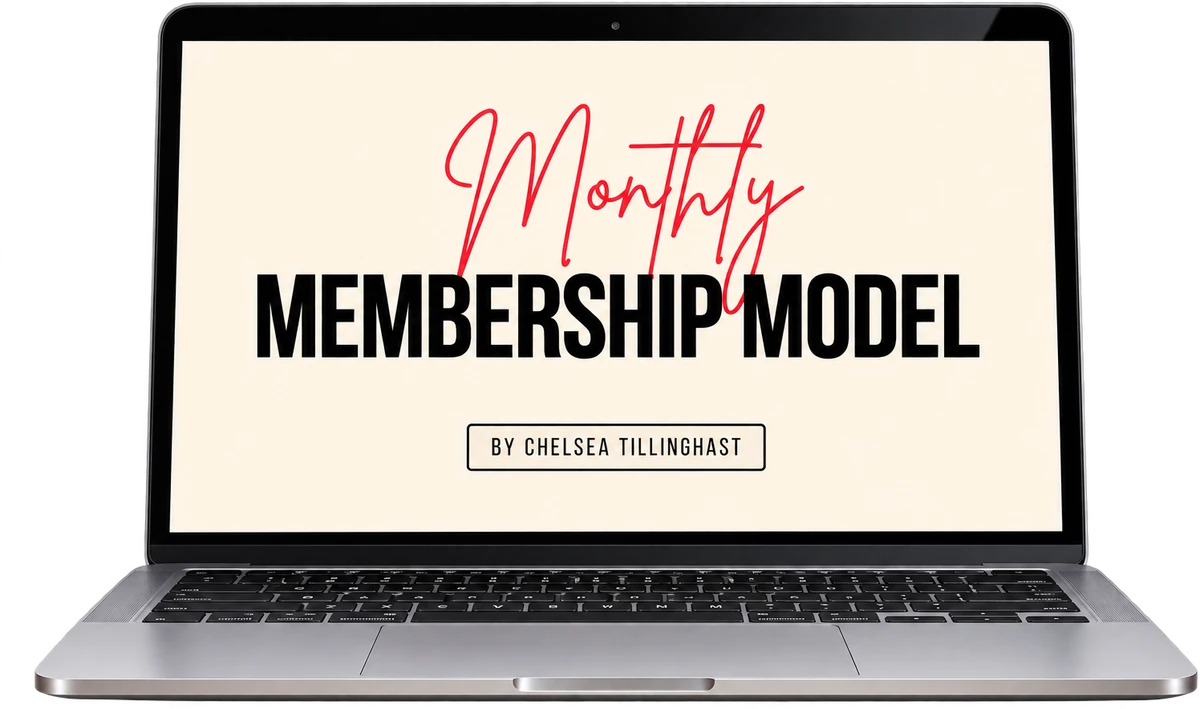 Monthly Membership Model online course laptop mockup.